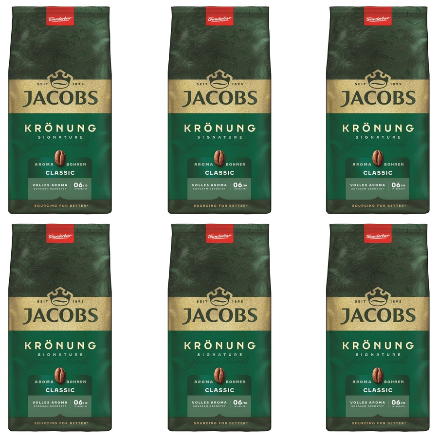 JACOBS Kaffeebohnen Krönung Aroma-Bohnen Classic 6 x 500g ganze Bohnen geröstet