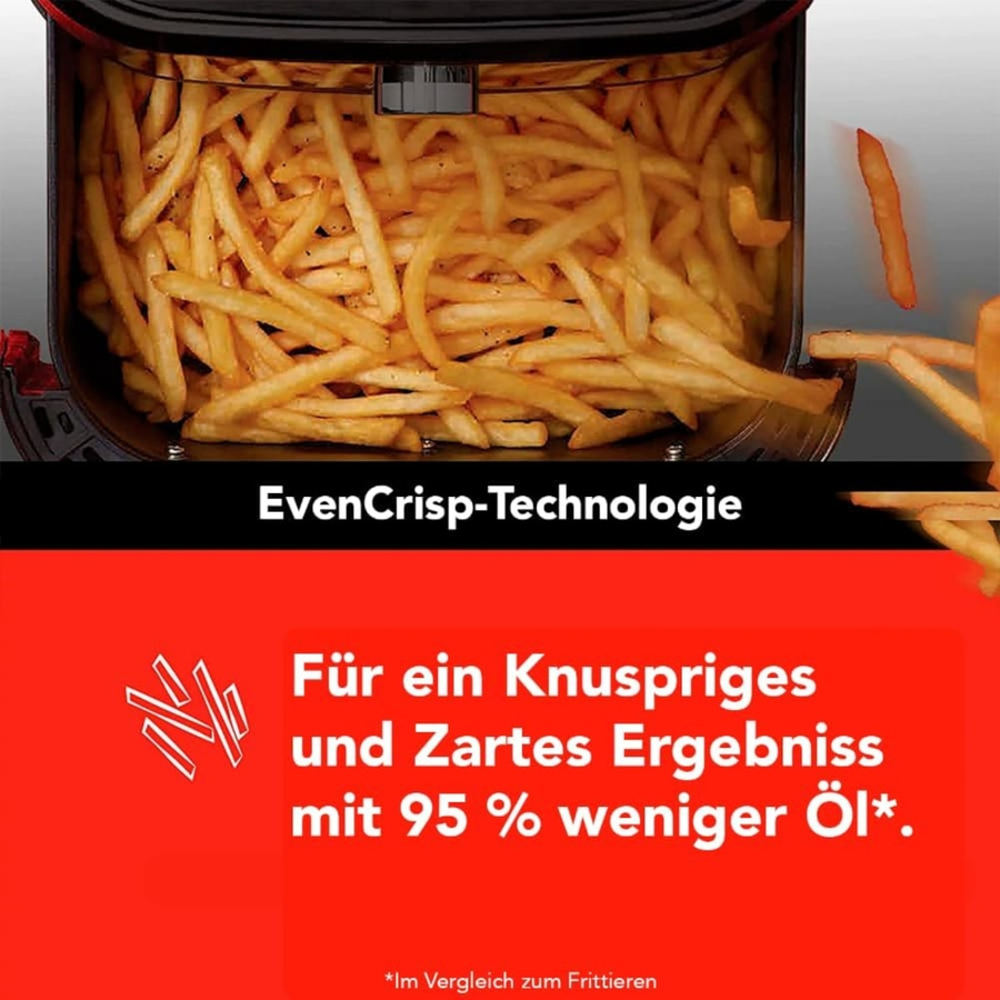Luftfritteuse mit knusprigen Pommes, 95% weniger Öl, EvenCrisp-Technologie.