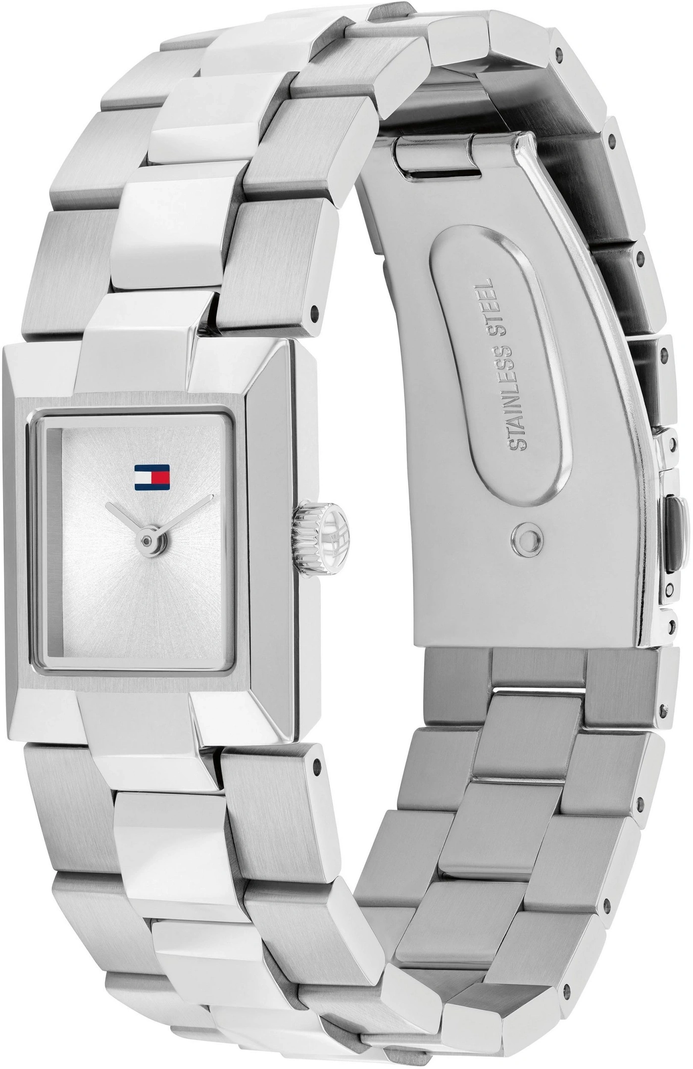 Silbernes Tommy Hilfiger Armbanduhr mit Tommy Hilfiger Logo und Edelstahlarmband