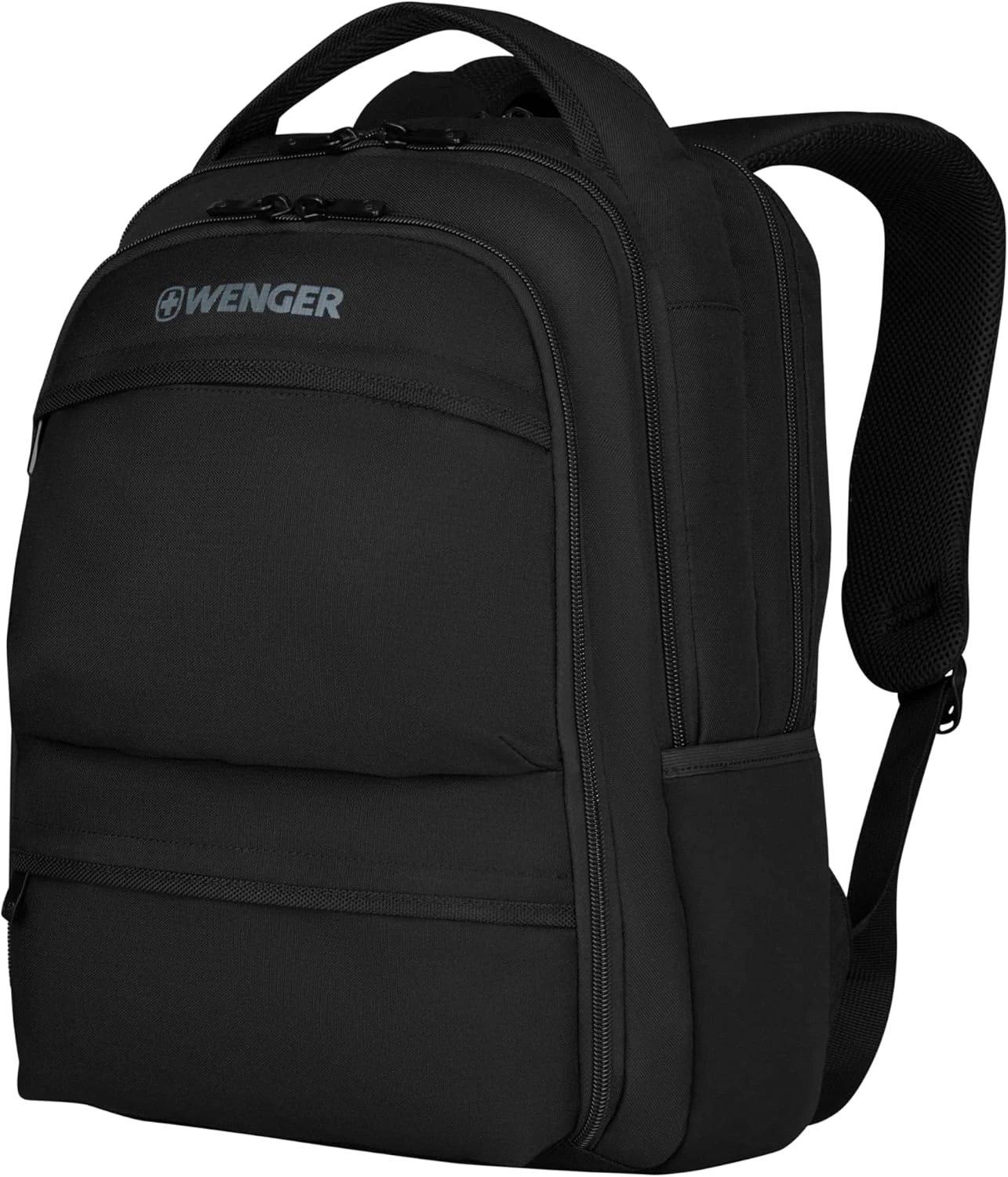 Schwarzer Wenger Rucksack mit mehreren Fächern und Tragegriff