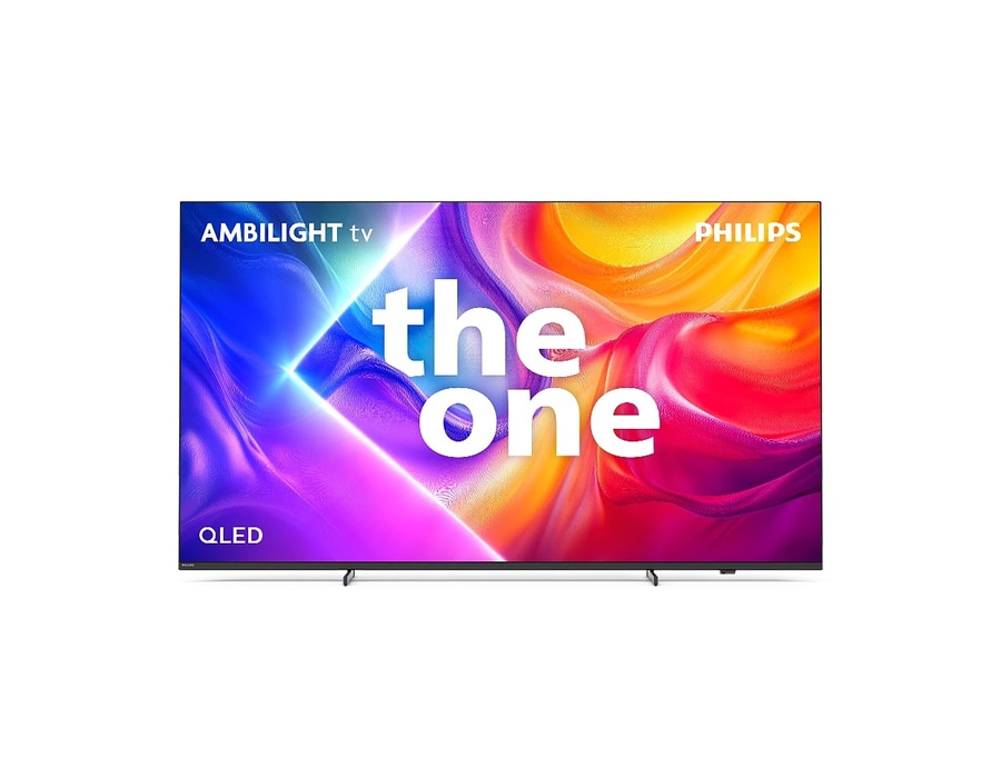 Philips Fernseher mit Ambilight, QLED und der Aufschrift 'the one'