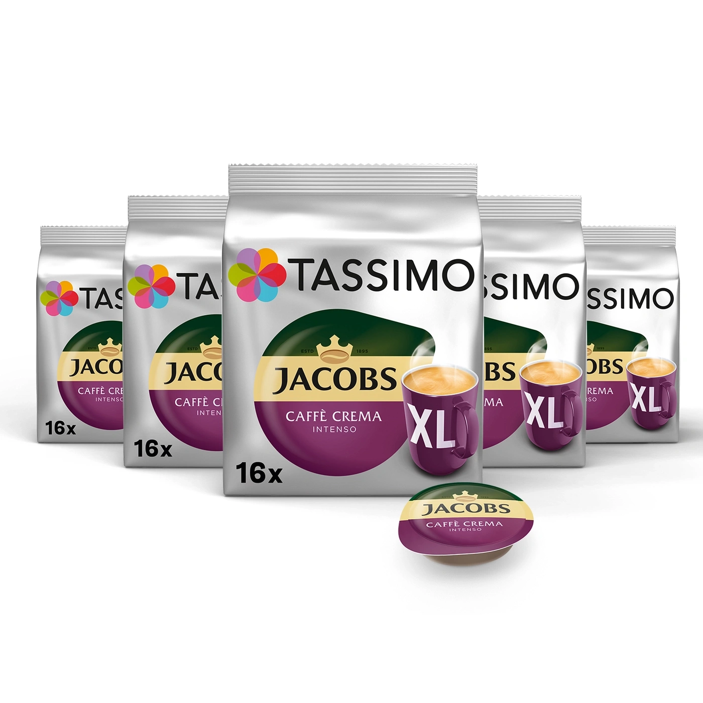 Tassimo Jacobs Kaffee Kapseln, 16 Stück, XL, Caffè Crema Intenso