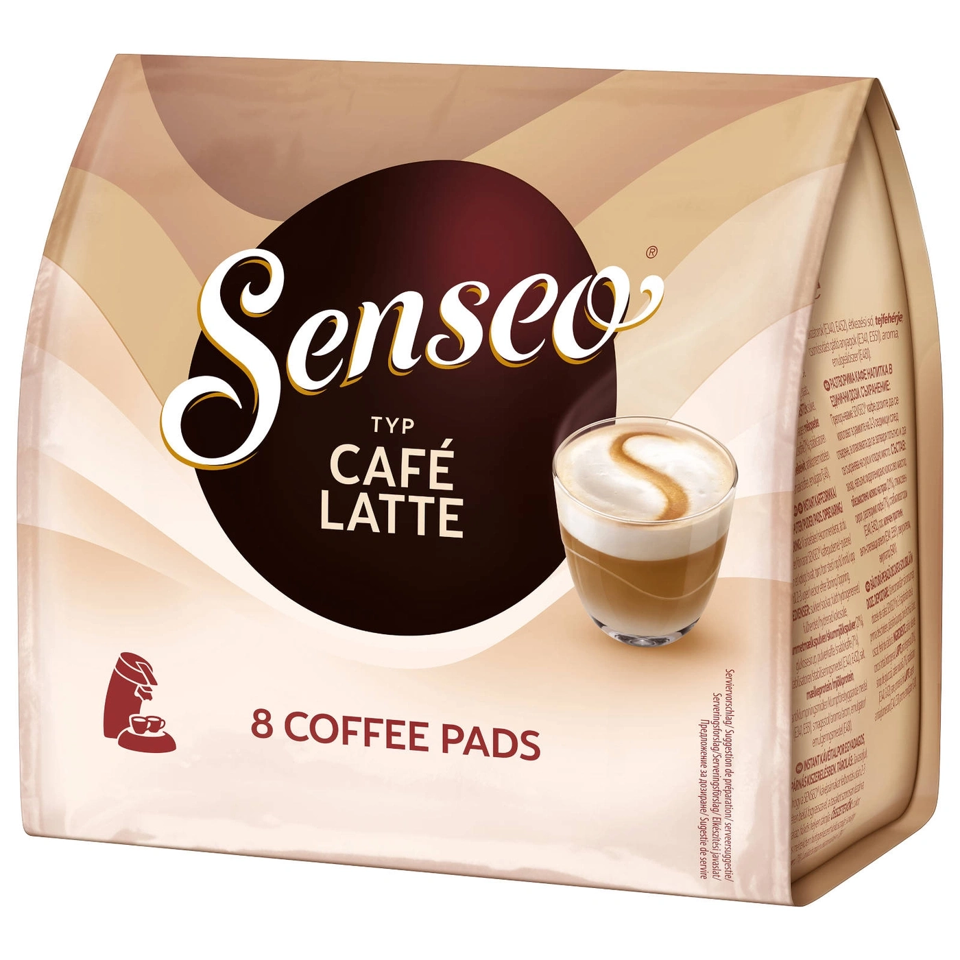 Senseo Café Latte Packung mit 8 Pads, Kaffeegetränk, braun, weiß, Getränk