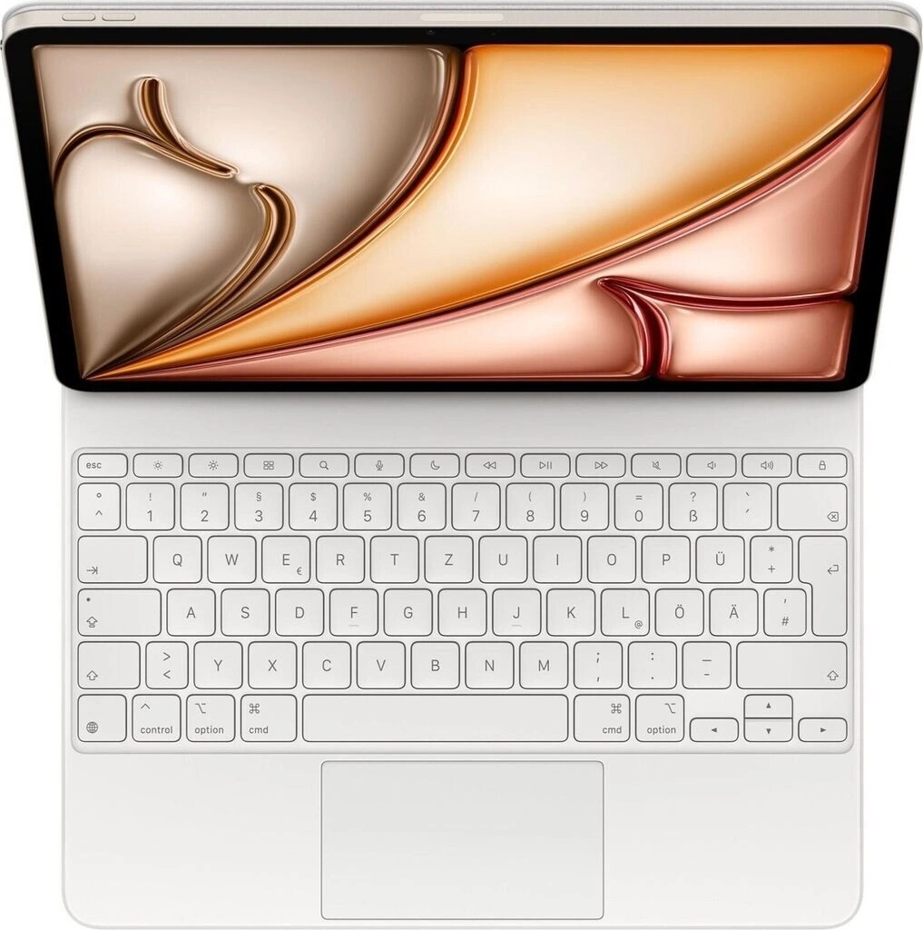 Ein MacBook mit Tastatur und Trackpad im Detail.