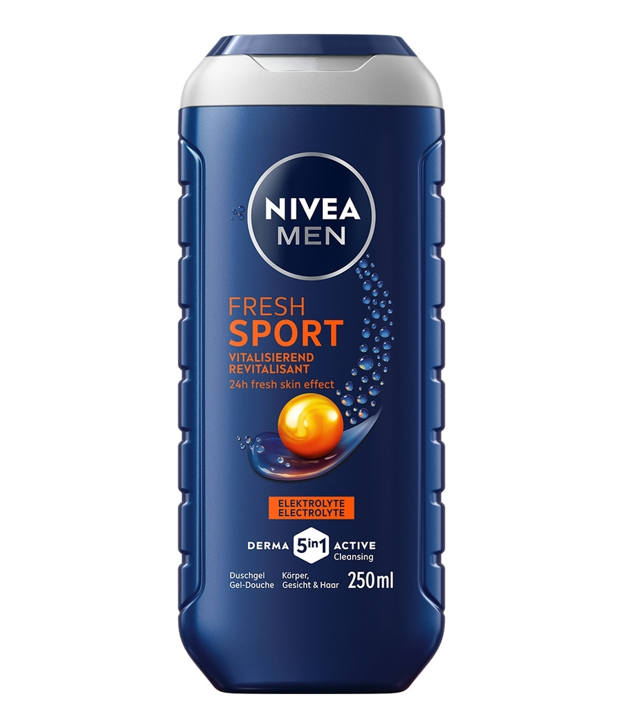 NIVEA MEN Fresh Sport Duschgel mit Elektrolyten für 5in1 aktive Reinigung