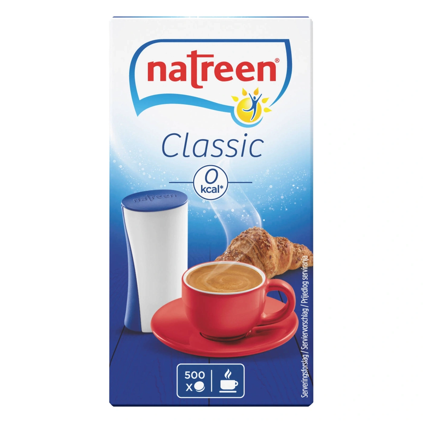 Natreen Classic, 0 kcal, Kaffee, Croissant, 500 Stück, Serviervorschlag, Prijedlog serviranja