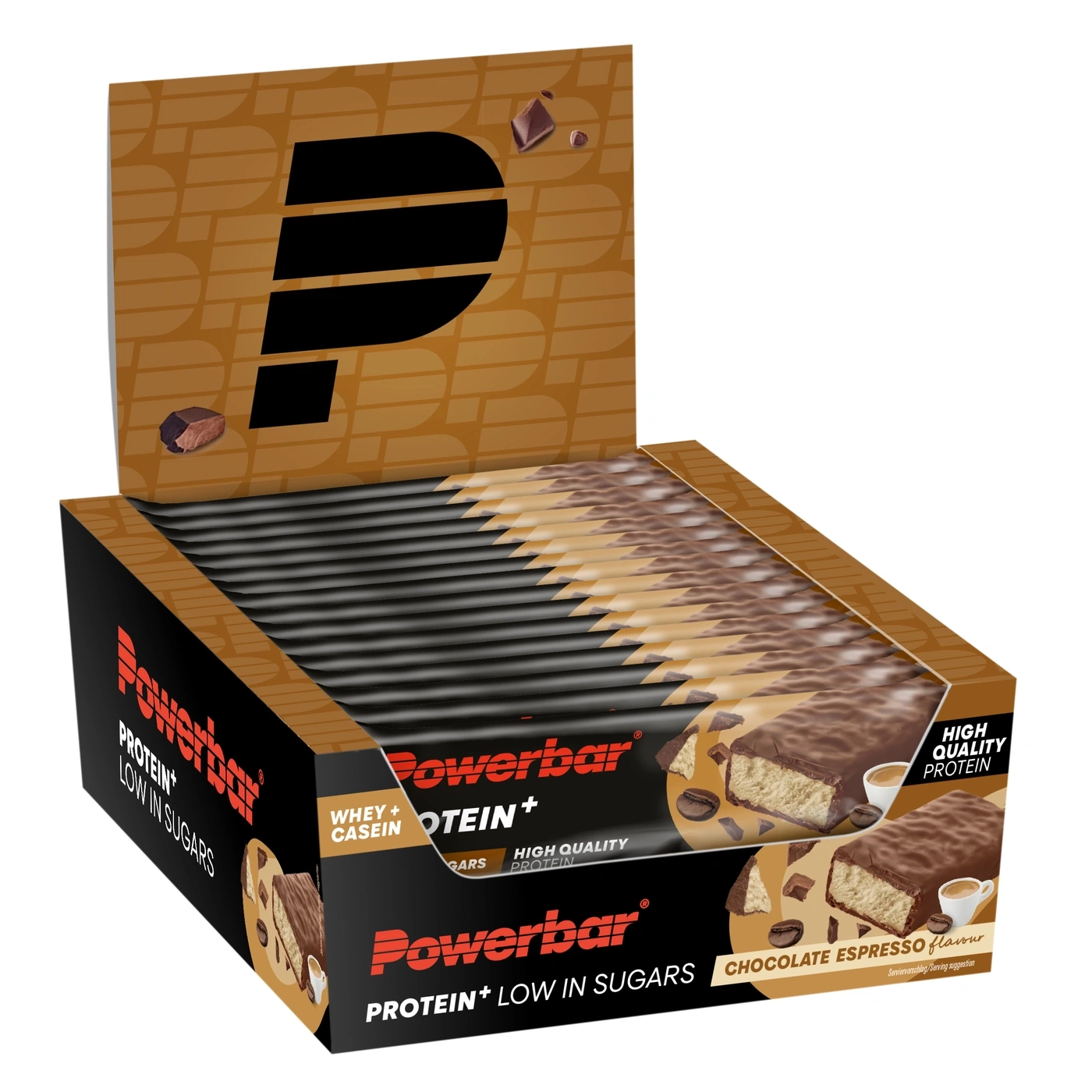 Powerbar Protein+ Chocolate Espresso Riegel-Box, Low in Sugars