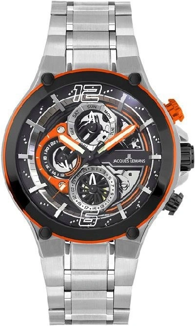 JACQUES LEMANS Armbanduhr Herren Manchester 1-2150E Quarz Chronograph 44mm