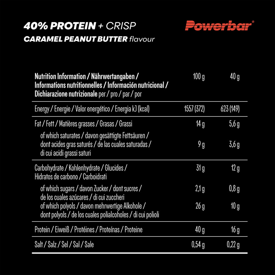 POWERBAR High Protein Riegel Caramel Peanut Butter 40% Protein + Crisp 12x 40 g