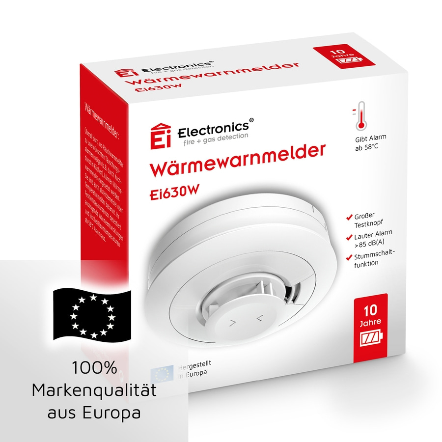 Wärmewarnmelder Ei Electronics, 10 Jahre Garantie, 100% Markenqualität aus Europa