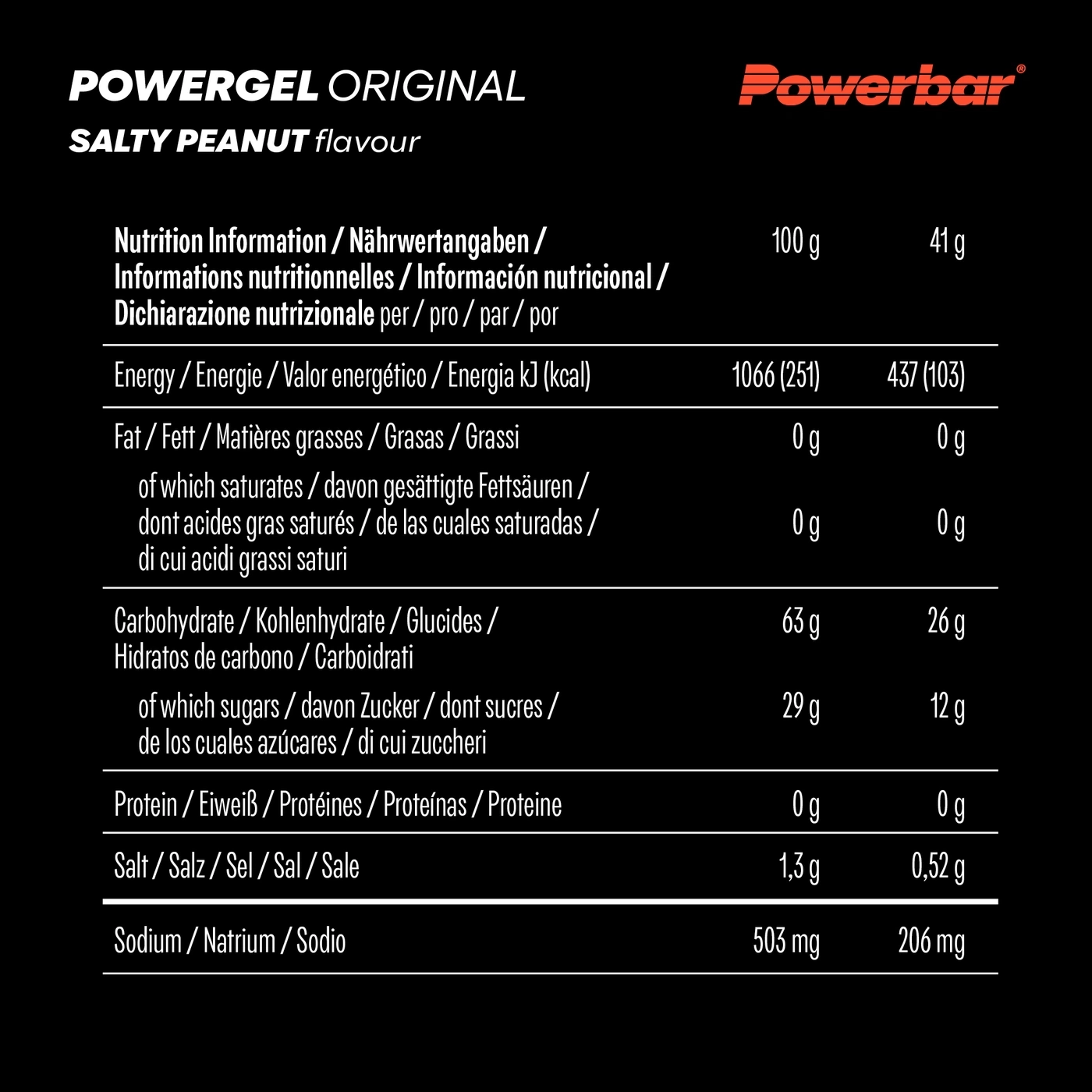 Nährwertangaben für Powergel Original Salty Peanut