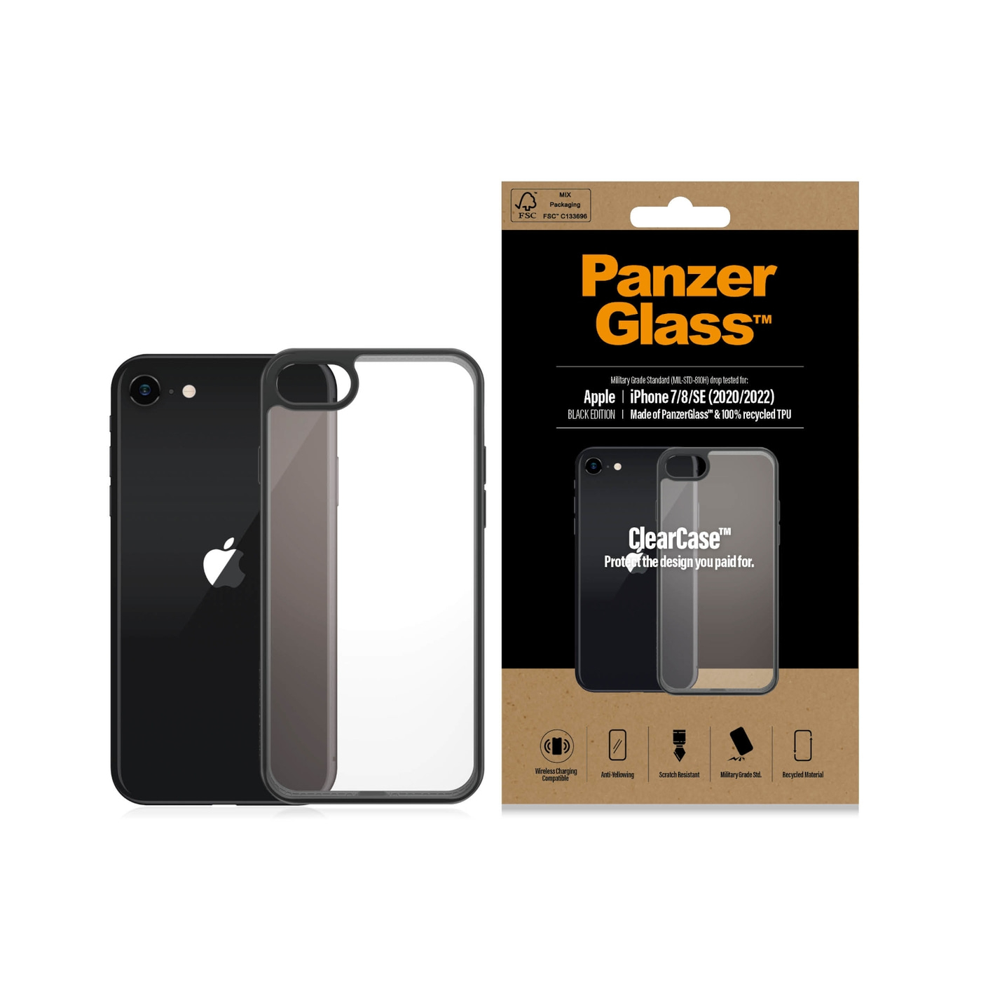 PanzerGlass™ Handyhülle Clear Case Color iPhone 8|7|6|SE TPU Schutzhülle NEU