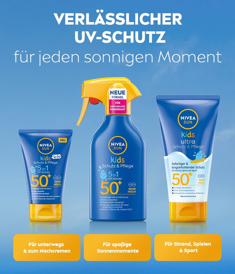 Nivea Sun Kids mit UV-Schutz für die ganze Familie, perfekt für jeden sonnigen Moment.