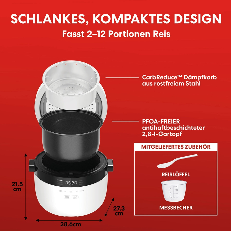 INSTANT POT Reiskocher 6-in-1 Dampfgarer 2,8L Schongaren Sautieren Weiß B-WARE