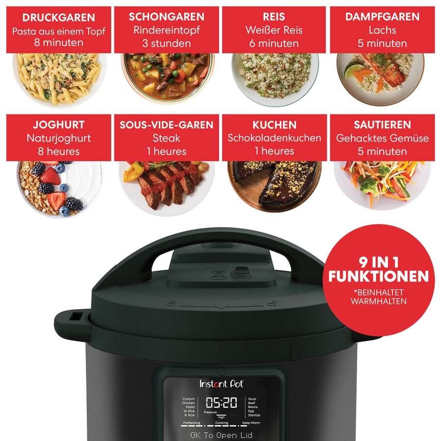 INSTANT POT Duo Plus Multikocher WhisperQuiet Slow Cooker 5,7L Schwarz Edelstahl
