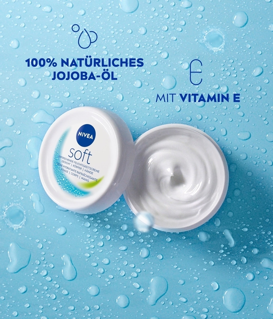 Nivea Soft Creme mit Jojoba-Öl und Vitamin E für Gesicht, Körper und Hände