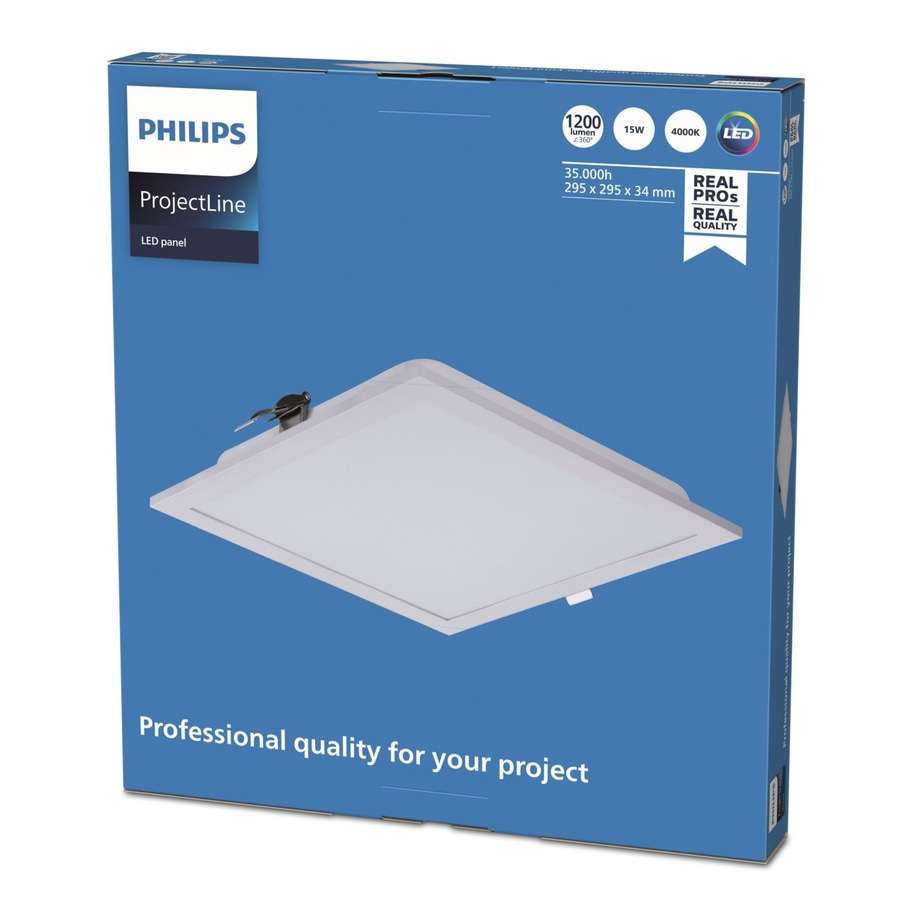 Philips ProjectLine LED Panel, 1200 Lumen, 15W, 4000K, 35.000h, 295x295x34mm, Professional Quality