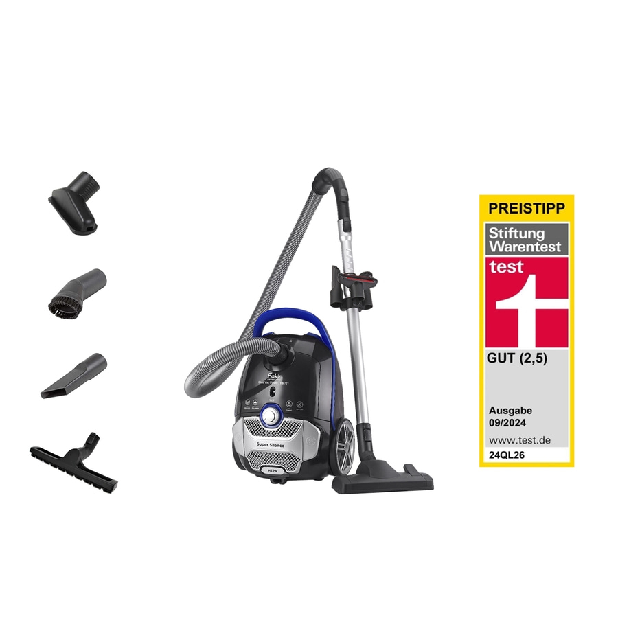 Staubsauger mit Zubehör und Auszeichnung "PREISTIPP"