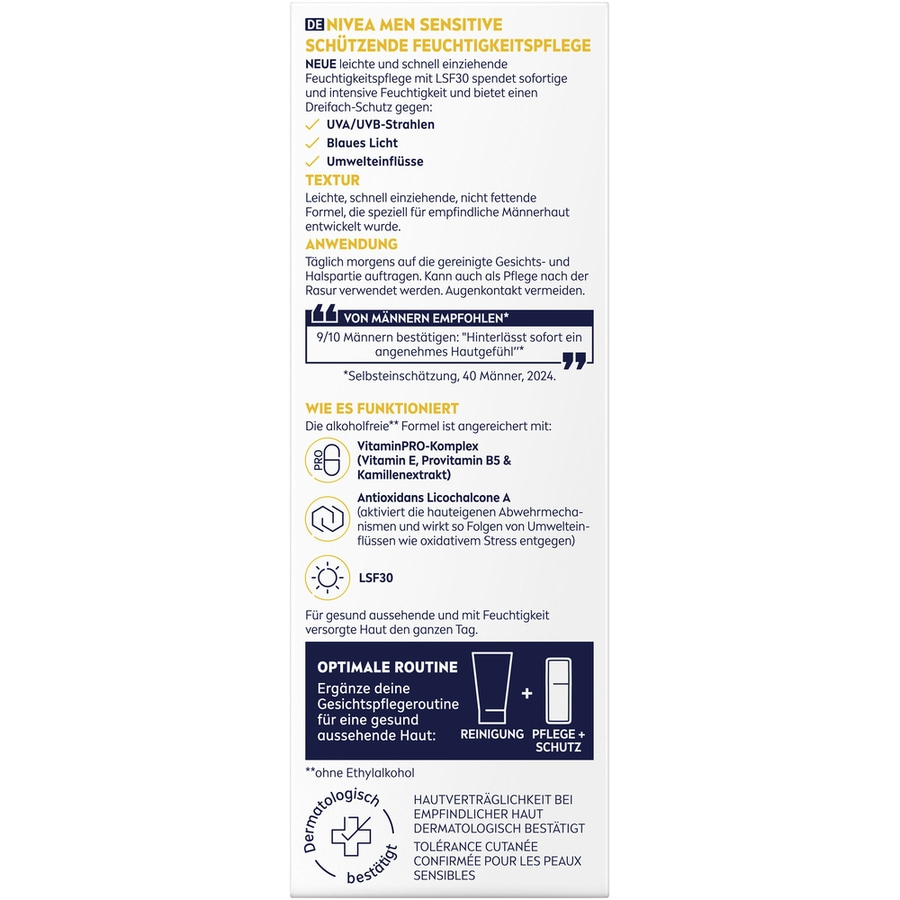 NIVEA MEN Sensitive Schützende Feuchtigkeitspflege 50ml, LSF 30