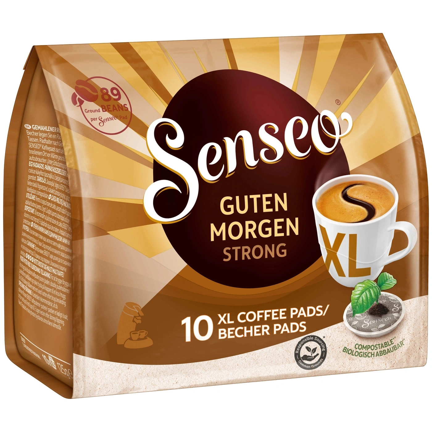 Senseo Kaffee Pads, Guten Morgen Strong, 10 XL Becher Pads, kompostierbar, biologisch abbaubar
