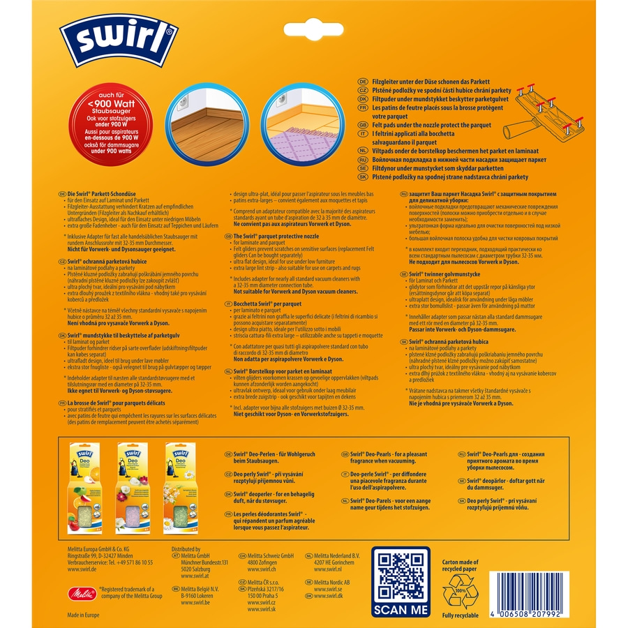 SWIRL Parkett Schondüse | kratzfreies Gleiten, für Laminat- und Parkettböden