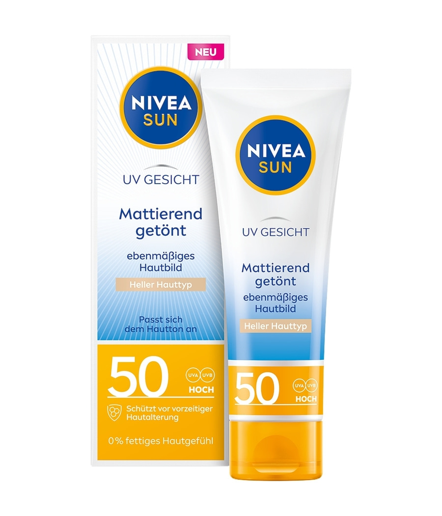 Nivea Sun Sonnencreme, mattierend, getönt, Lichtschutzfaktor 50, für hellen Hauttyp