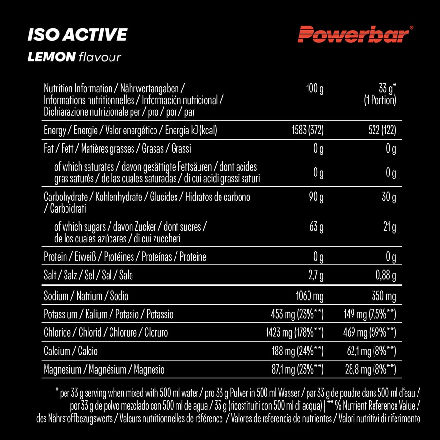 POWERBAR Isoactive Lemon 600g - Isotonisches Sportgetränk 5 Elektrolyte Pulver
