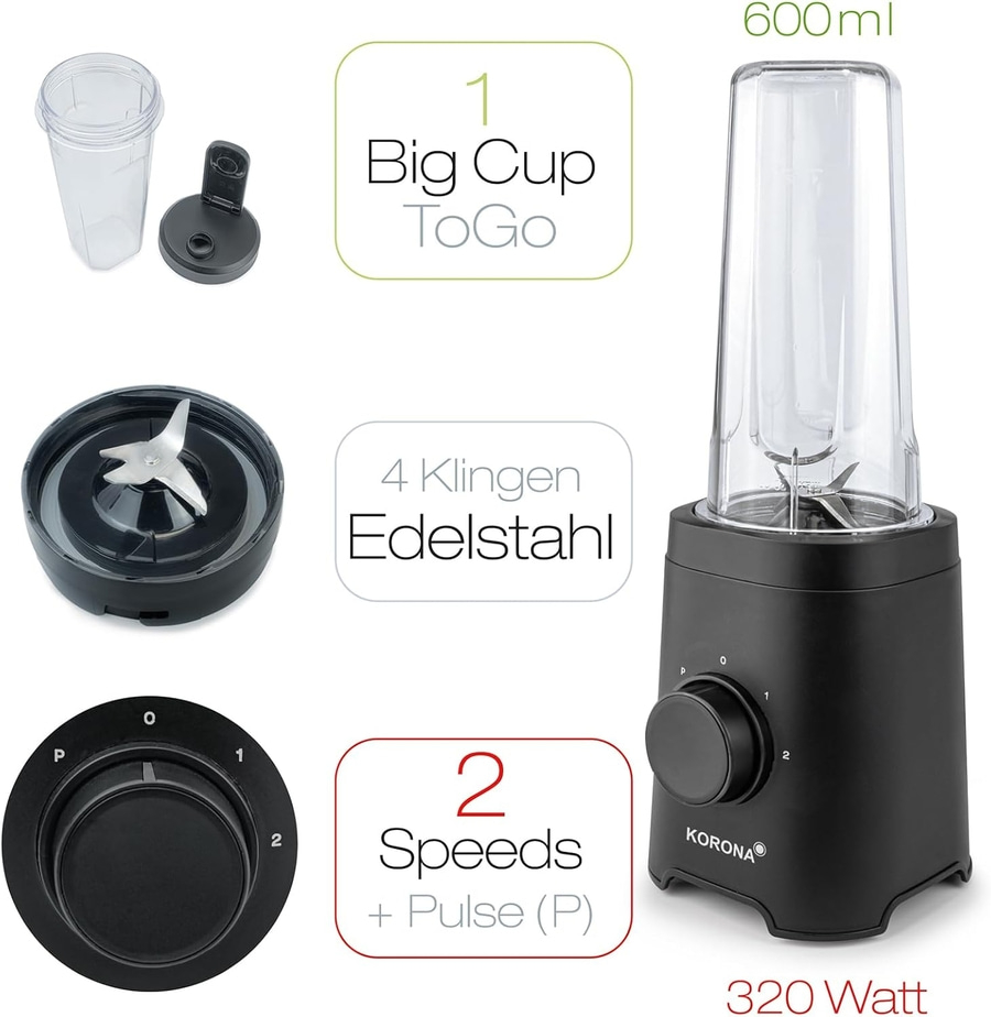 KORONA Smoothie Maker 24500 2 Leistungsstufen 600ml Becher ToGo 320W NEU