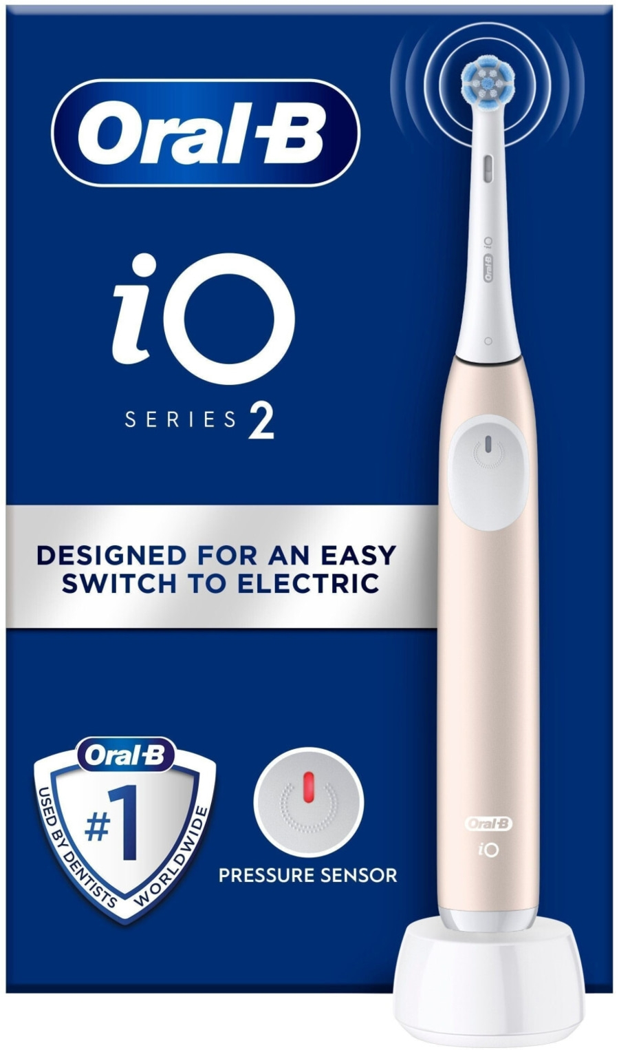 Oral-B iO Series 2 elektrische Zahnbürste mit Drucksensor, #1 von Zahnärzten empfohlen.