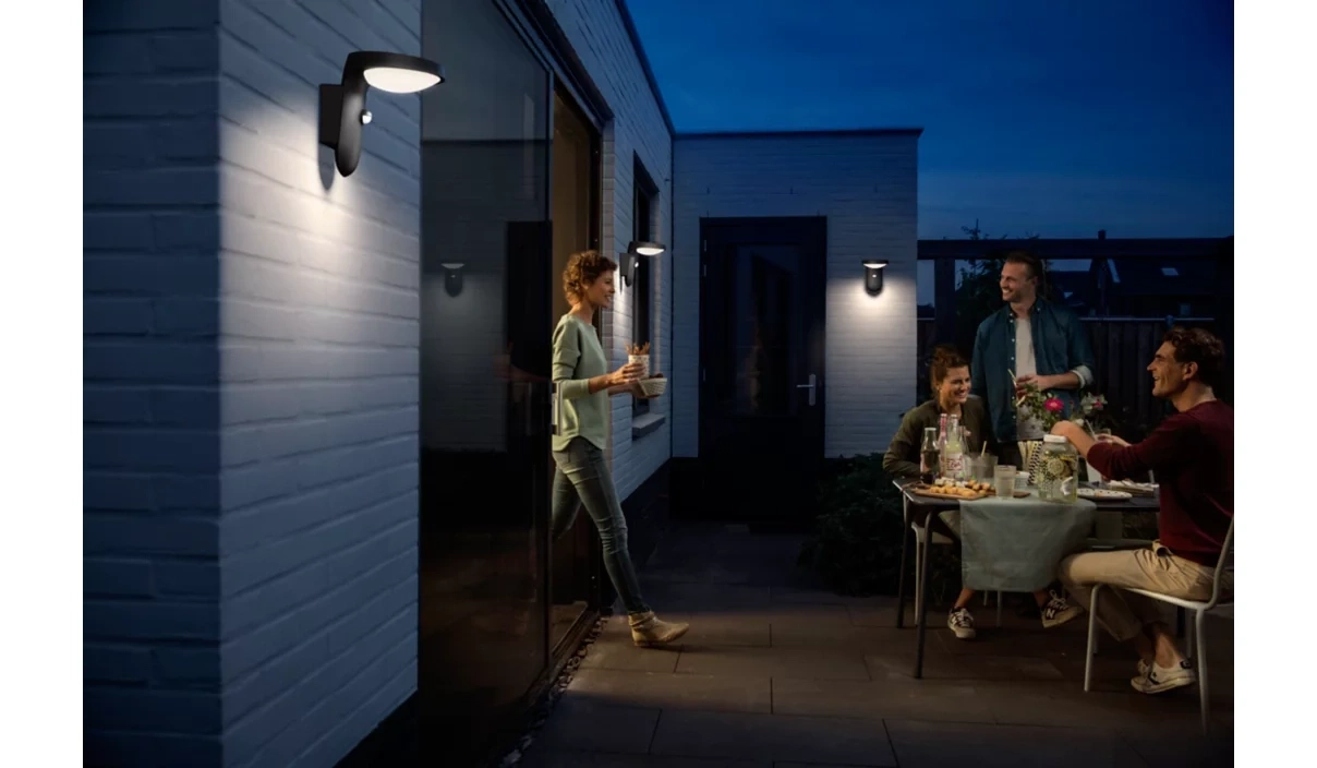 PHILIPS Tyla LED Wandleuchte 9W 820lm 2700K IP44 Bewegungssensor Anthrazit NEU