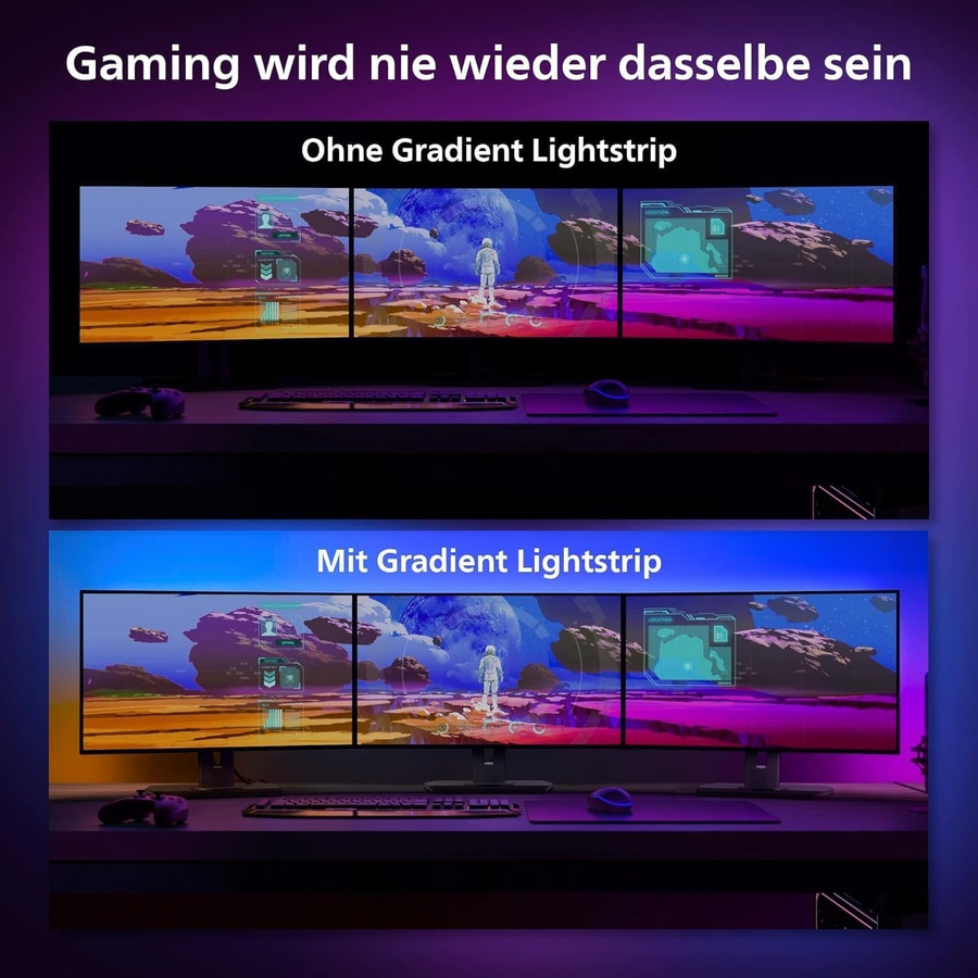 PHILIPS Hue Play Gradient LED Lightstrip PC Monitorbeleuchtung 3x 24-27 Zoll