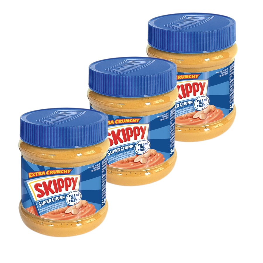 SKIPPY 3x Erdnussbutter "Super-Chunk" Peanut Butter Crunchy Ohne Palmöl 3x 340g