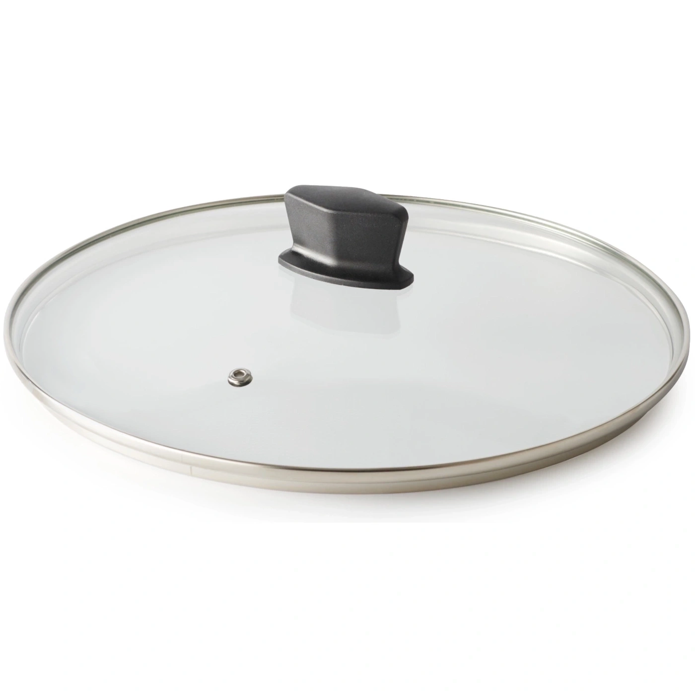 Glasdeckel mit Griff, silberner Rand, transparent, Küchenutensil, Kochgeschirr