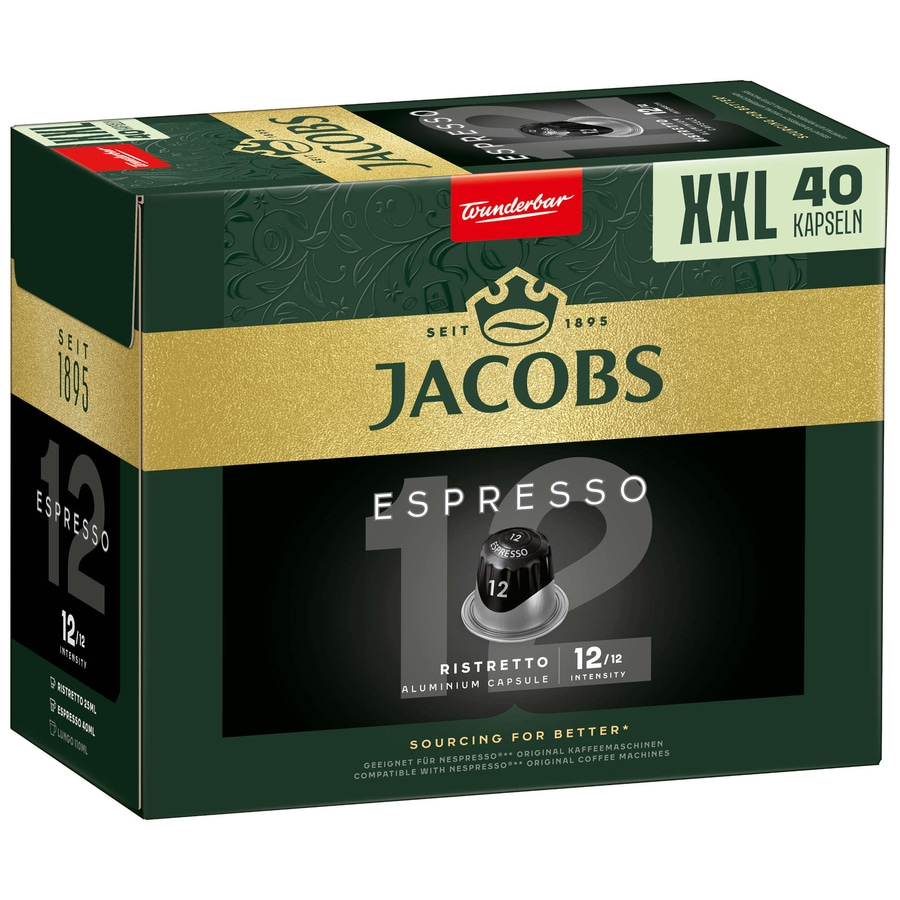 JACOBS Kapseln Espresso 12 Ristretto XXL-Pack 5 x 40 Nespresso®* kompatibel