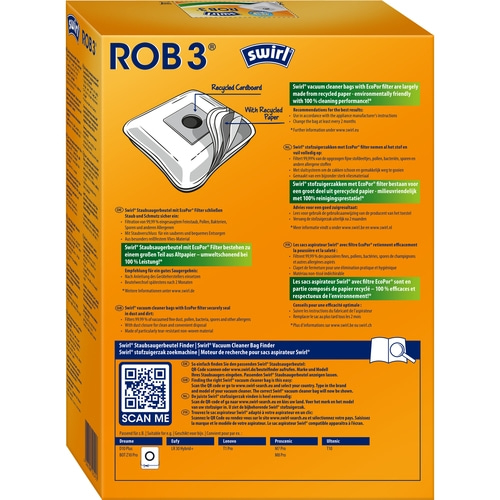 SWIRL Staubsaugerbeutel ROB 3 EcoPor® Dreame, Lenovo und Proscenic 12 Beutel