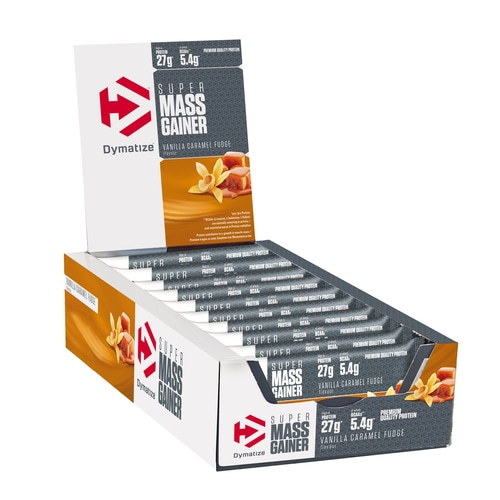 DYMATIZE High Protein Weight-Gainer Riegel Super Mass Vanilla Caramel 10 x 90 g