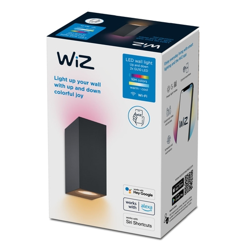 WIZ smarte LED Wandleuchte Wandlampe 345lm dimmbar IP20 Metall schwarz
