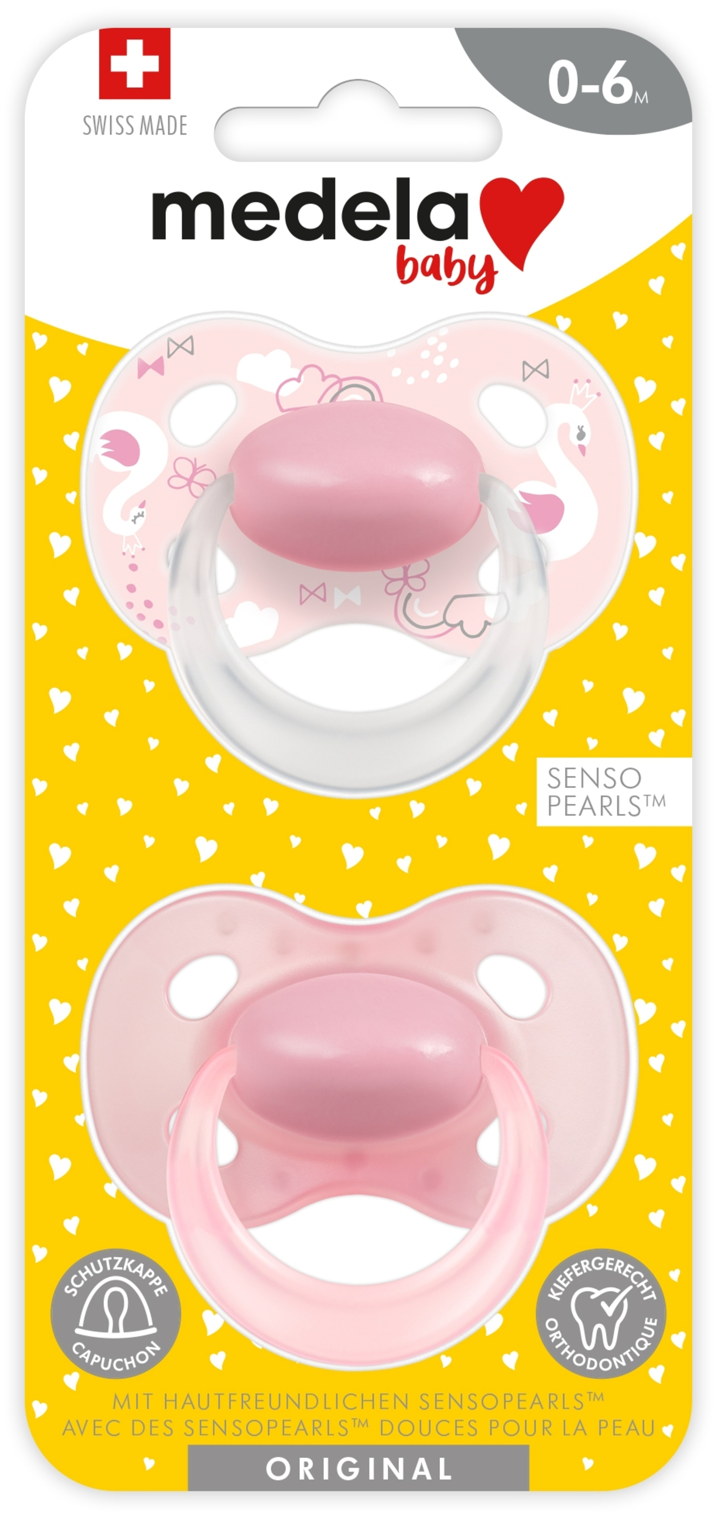 MEDELA Schnuller Set 2xOriginal Rosé Day Night Signature Schnullerkette rosé 0-6