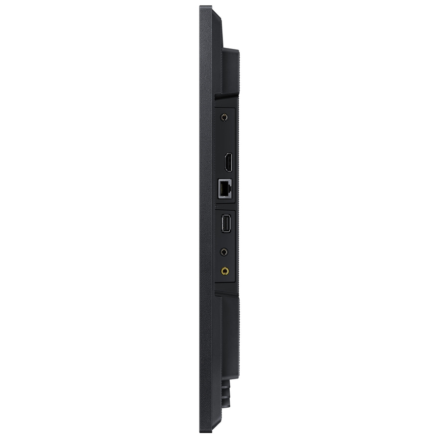 Schwarzes Display mit Anschlüssen wie HDMI, Ethernet und USB-Anschlüssen.