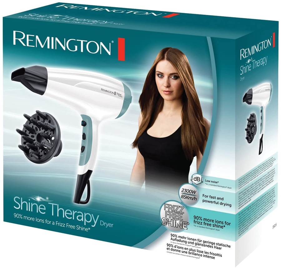 Remington Shine Therapy Haartrockner, 90% mehr Ionen, Frizz Free Shine, 2300W, 85km/h