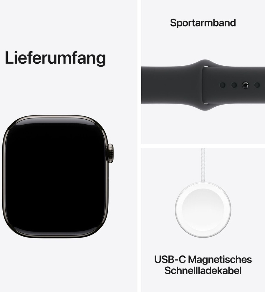 APPLE Watch S10 GPS+Cell 46 mm Titan Sportarmband Schwarz M/L MWYE9QF/A B-Ware