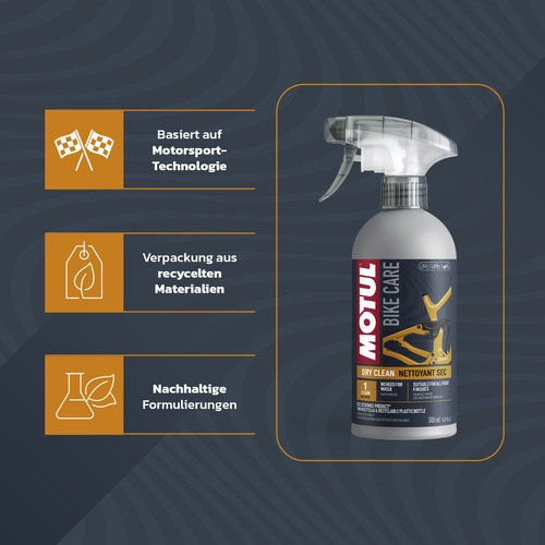 MOTUL "Dry Clean" Fahrradreiniger 500 ml Gründliche Reinigung ohne Wasser
