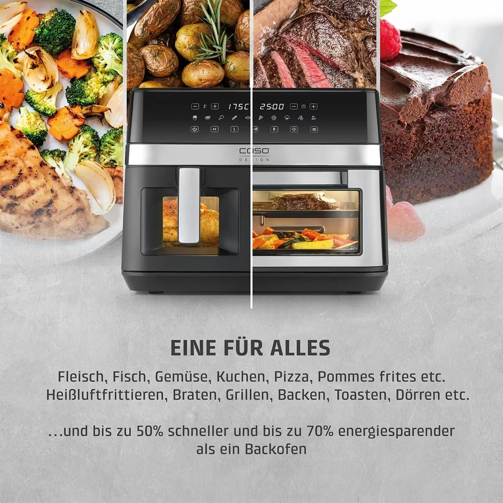 CASO Design AirFry DuoChef Heißluftfritteuse Dual Zone 2200W 14L Timer NEU