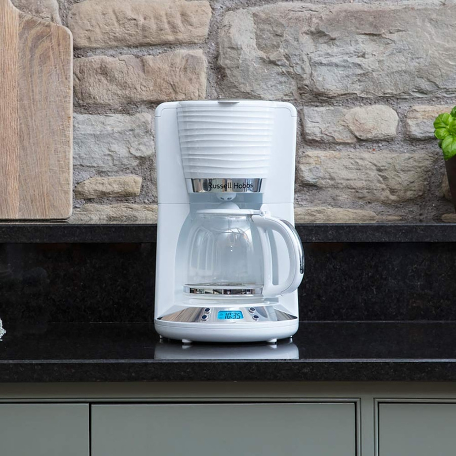 RUSSELL HOBBS Kaffeemaschine Inspire White 24390-56 Glas Timer 10 Tassen 1000 W