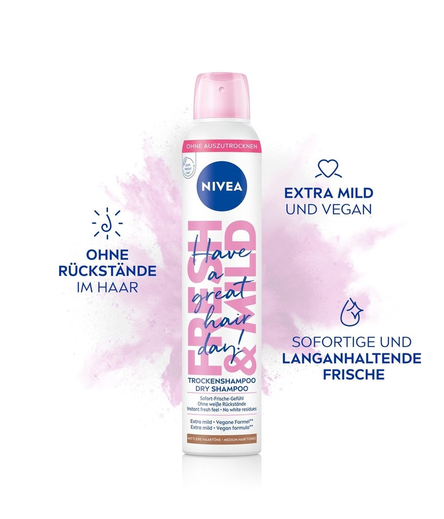NIVEA Trockenshampoo Hair Care Mittlere Haartöne Fresh & Mild schonend 3 x 200ml