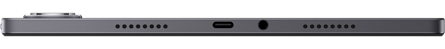 Ein Tablet mit Lautsprechern, USB-C-Anschluss und Kopfhörerbuchse