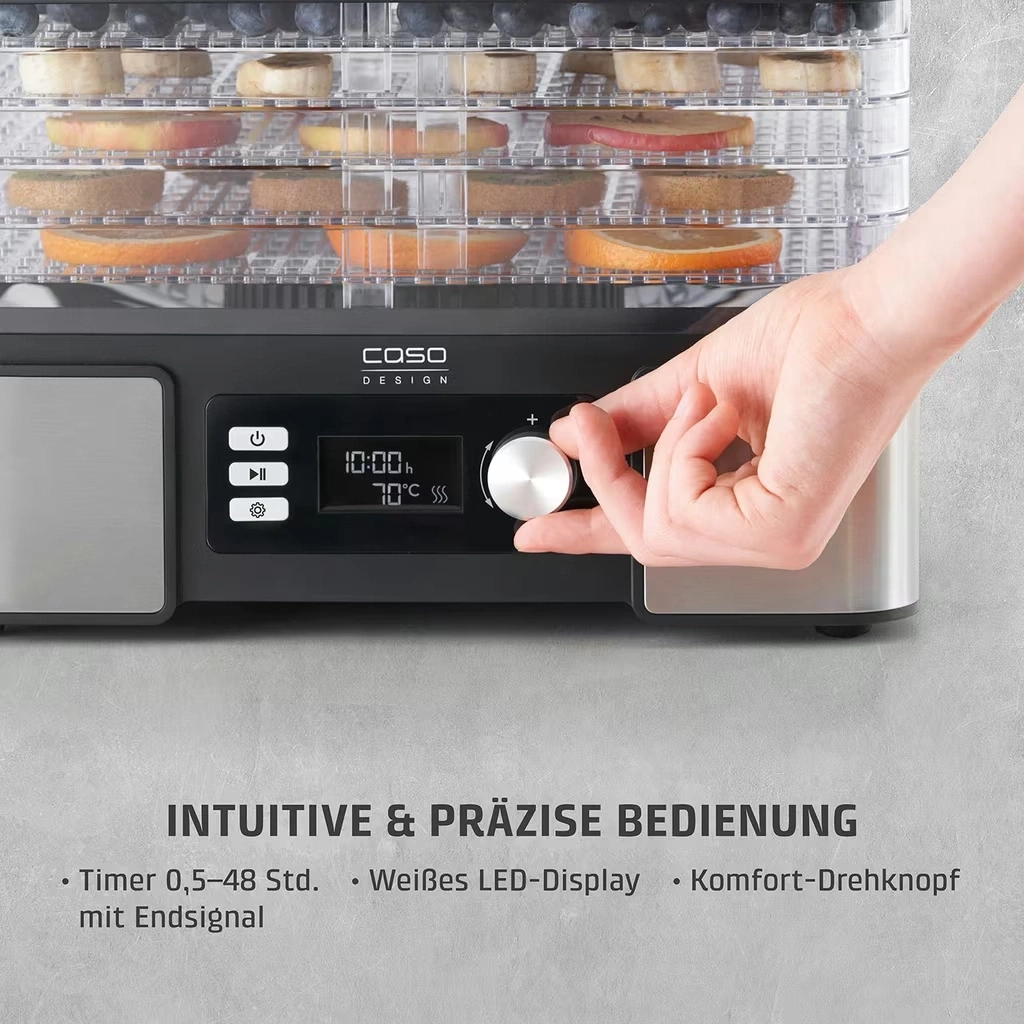 CASO Design DH 450 Dörrautomat 5 Ebenen 30-70°C Timer 450W Edelstahl NEU