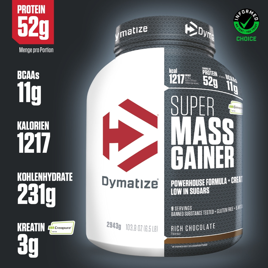 DYMATIZE Weight-Gainer Pulver Super Mass Kohlenhydrate Rich Chocolate 2943 g