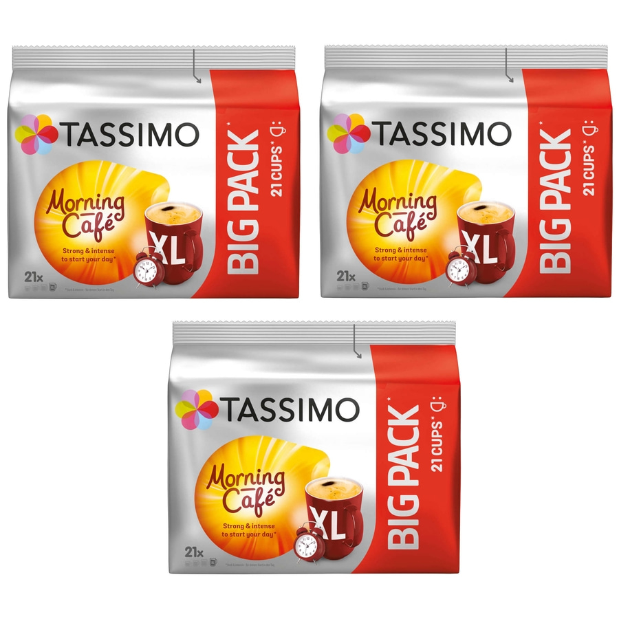 TASSIMO Kapseln T-Discs Morning Café XL Big Packs intensiv 3x 21 Kaffeekapseln