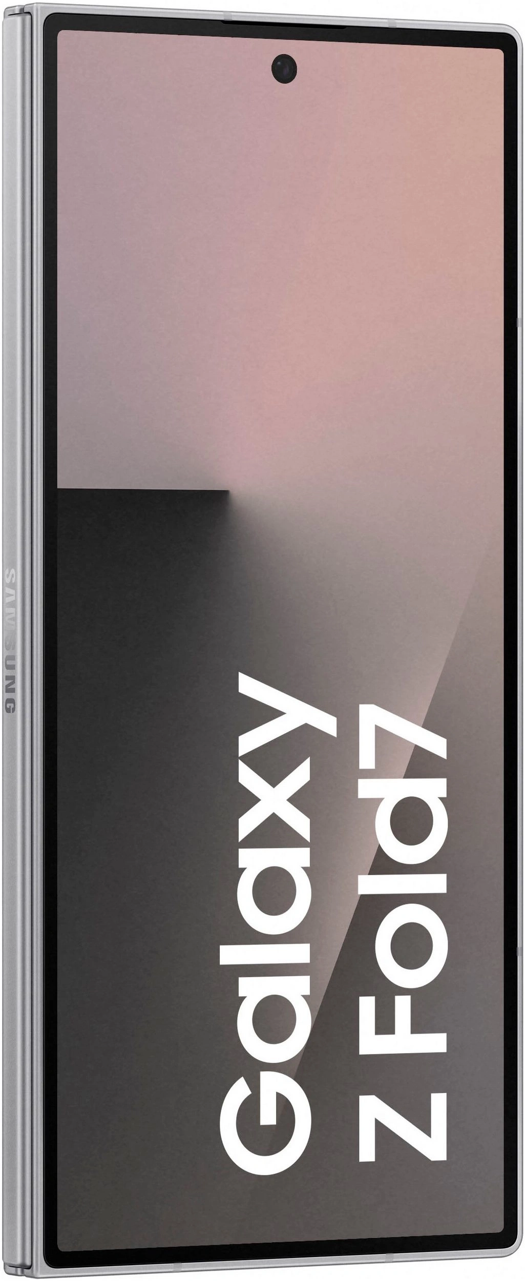Ein Samsung Galaxy Z Fold 7 Smartphone mit aufgedrucktem Logo.